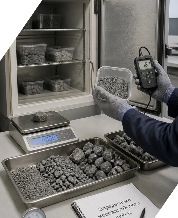 Определение морозостойкости щебня в Шумерле от 3802 р. | ЭкспертизаРоссия